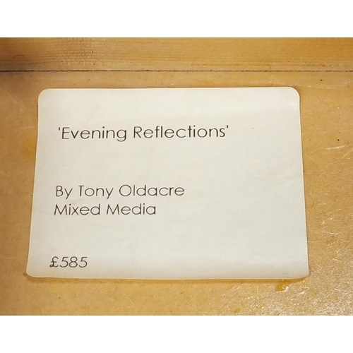 2152 - Tony Oldacre - Evening reflections, mixed media on board, label verso, 103cm x 93cm