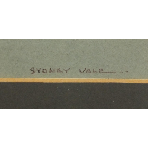 2460A - Sydney Vale - Cityscape embankment, watercolour, annotated verso, mounted and framed, 50.5cm x 35cm