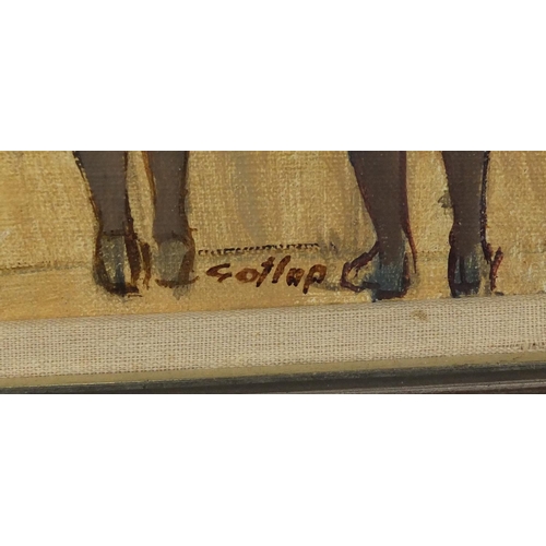 2283 - Gollap - The hanging Gardeus of Barbican, oil on canvas, inscribed label verso, mounted and framed, ... 