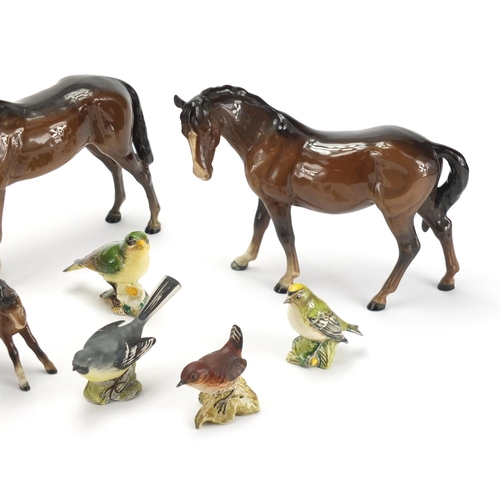 2471 - Collectable china including Beswick horses, Royal Doulton miniature Toby jugs and Beswick birds, the... 