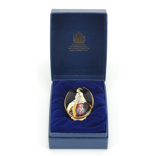 2479 - Halcyon Days enamel trinket box, commemorating the 40th Anniversary of Queen Elizabeth II, limited e... 