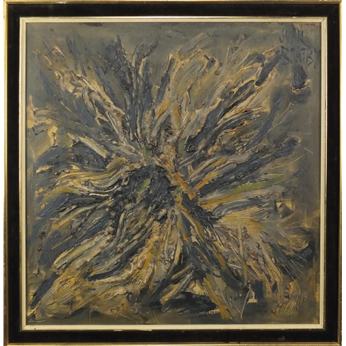 2150 - After John Randall Bratby - Flower burst, impasto oil on board, mounted and framed, label verso, 57.... 