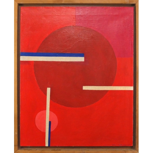 2288 - Abstract composition, geometric shapes, oil on canvas, bearing a signature possibly Bofofowsky, fram... 