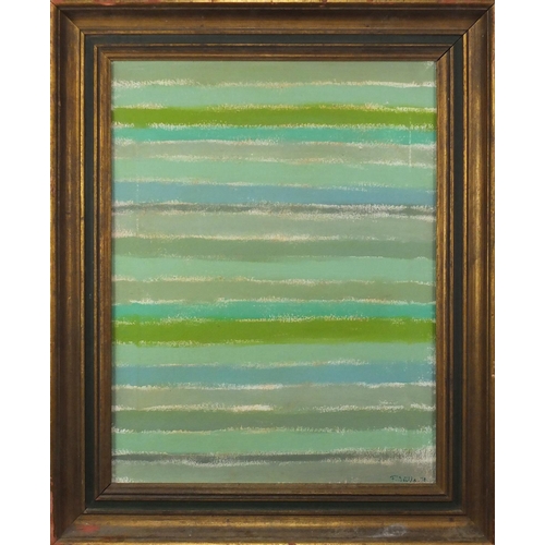 2095 - Abstract composition, lines, oil on canvs, bearing a signature F Stella, mounted and framed, 54cm x ... 