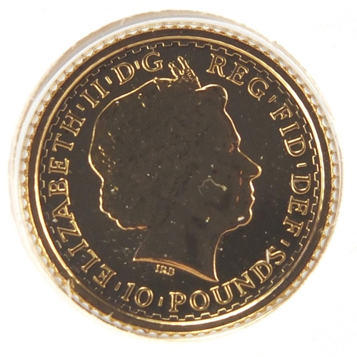 216 - Elizabeth II 2003 commemorative gold coin cover, Britannia tenth ounce fine gold, numbered 441/500