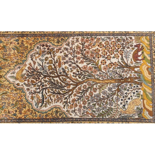 648 - Persian tree of life design silk rug, 150cm x 95cm