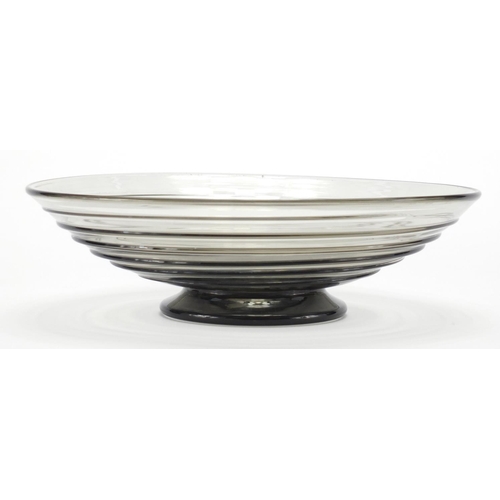 2201 - Whitefriars ribbon footed glass bowl by Tom Hill, 28.5cm in diameter