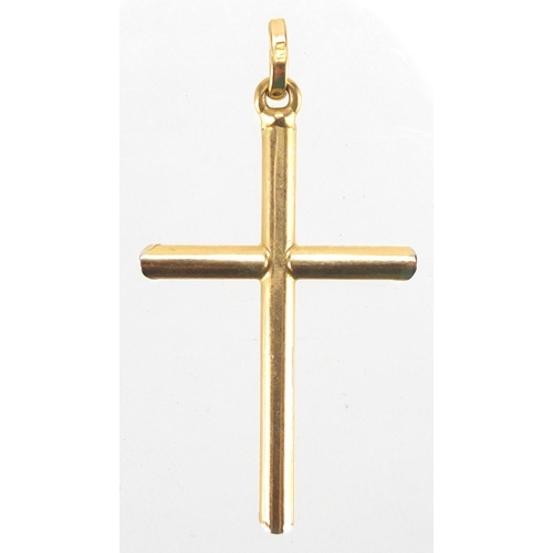 2754 - 9ct gold cross pendant, 4cm in length, approximate weight 2.0g