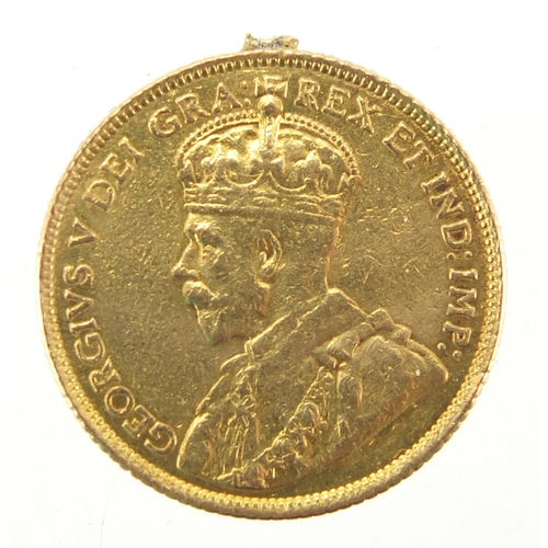 222 - George V Canadian 1913 gold five dollars, approximate weight 8.4g