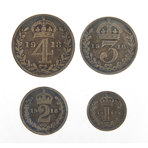 232 - George V 1918 silver Maundy four coin set