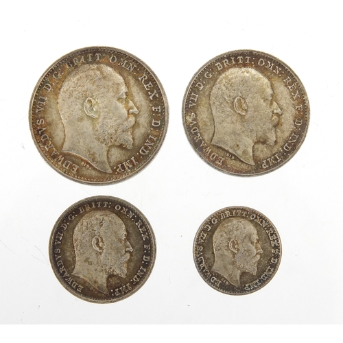 233 - Edward VII 1908 silver Maundy four coin set