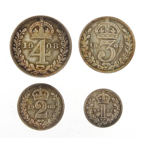 233 - Edward VII 1908 silver Maundy four coin set