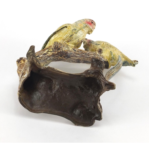 2463 - Cold painted bronze study of two budgies, 24.5cm high