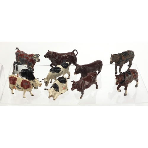 663 - Predominantly British hand painted lead animals and accessories including Britains