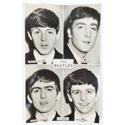 150 - The Beatles monochrome postcard personalised on the reverse and autographed in ink by John Lennon, R... 