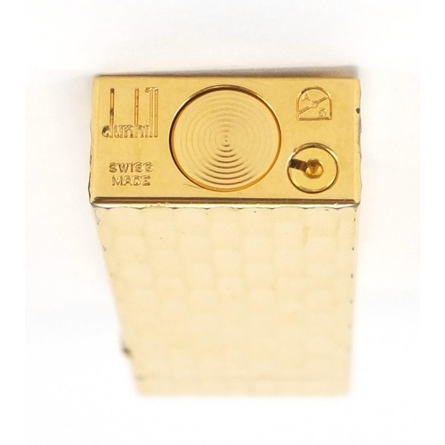 2516 - Gold plated Dunhill pocket lighter, with fitted case and box, 6.5cm high