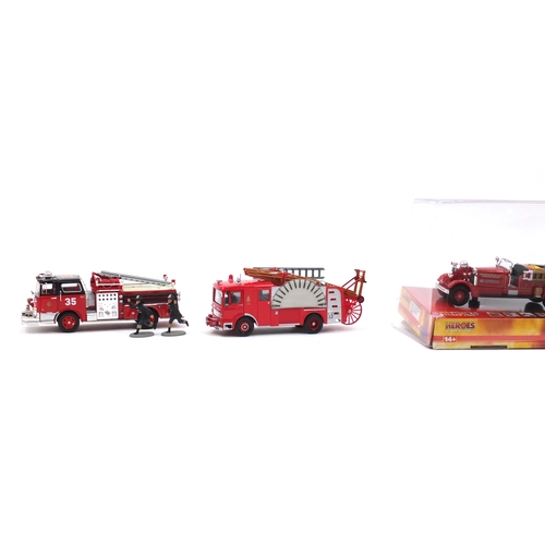 689 - Five Corgi die cast fire engines, all boxed including Heroes under the fire and Chicago fire departm... 