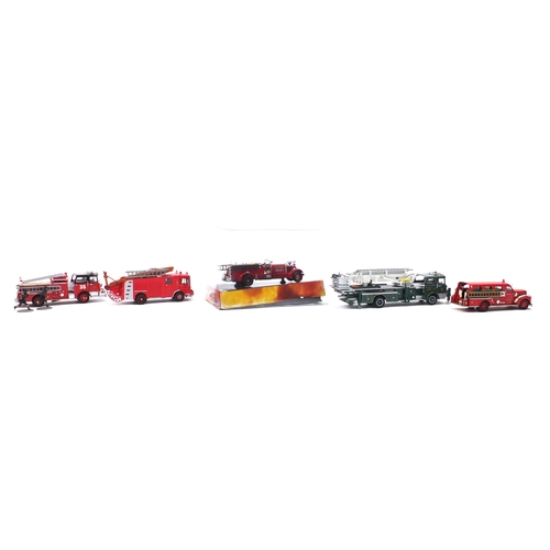 689 - Five Corgi die cast fire engines, all boxed including Heroes under the fire and Chicago fire departm... 