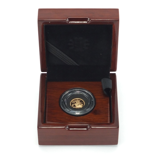 214 - Elizabeth II 2014 sovereign collection gold proof quarter sovereign, with fitted case, certificate n... 