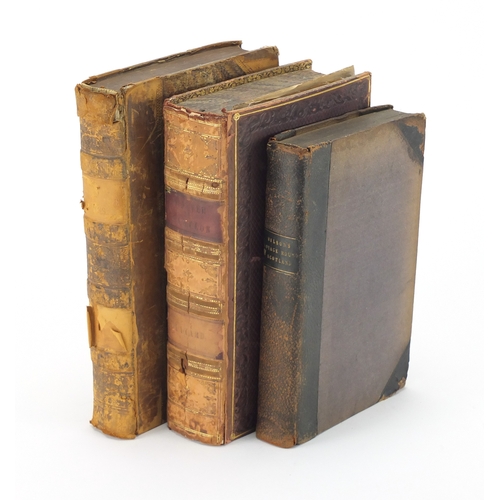 176 - Three 19th century hardback books comprising Discoveries in the Ruins of Nineveh and Babylon with pu... 