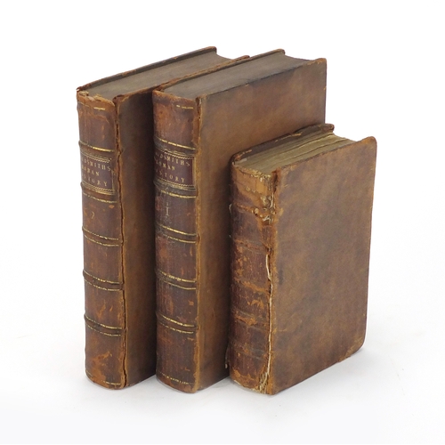 175 - Three 18th century leather bound hardback books comprising Paradise Lost A Poem in Twelve Books by J... 