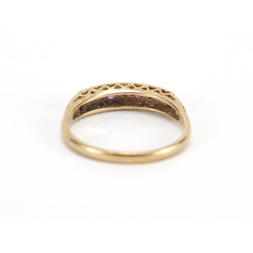 2759 - 9ct gold garnet and diamond ring, size L, approximate weight 1.4g