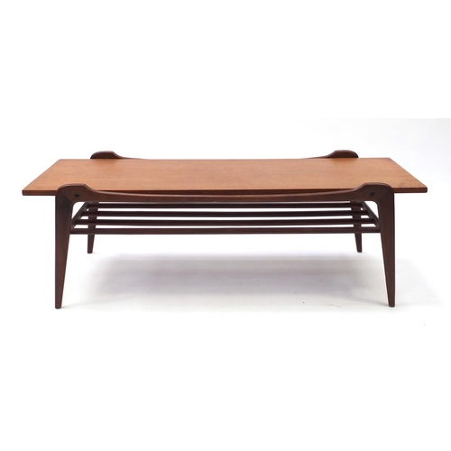 2029 - Vintage teak coffee table with under tier, 40cm H x 120cm W x 50cm D