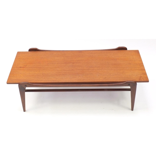 2029 - Vintage teak coffee table with under tier, 40cm H x 120cm W x 50cm D