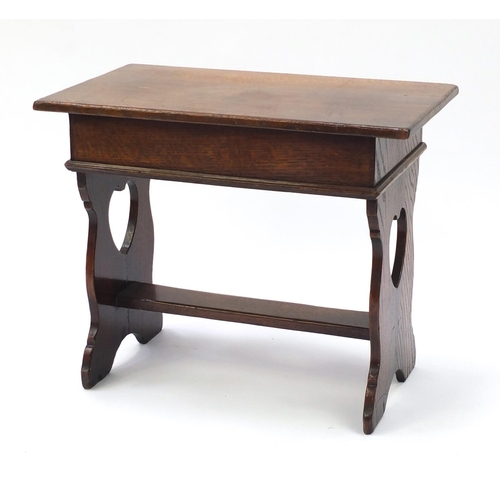 2046 - Ipswich oak side table fitted with a frieze drawer,  retailed by Kerridges, 46cm H x 56cm W x 33cm D