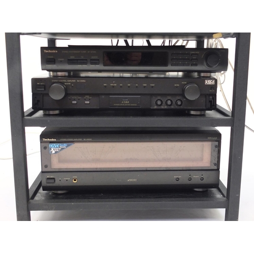 2144 - Technics Hi Fi separates stereo system with a pair of Mission speakers on stands