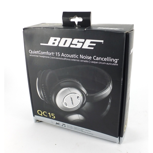 2145 - Pair of Bose QC15 headphones, with protective case