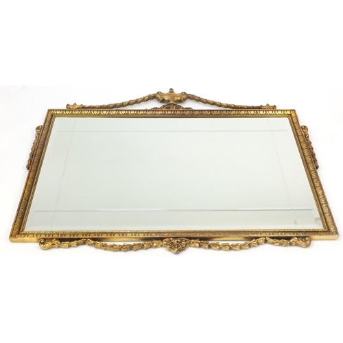 8 - Rectangular gilt framed mirror with urn and swag mouldings, overall 98cm x 76cm