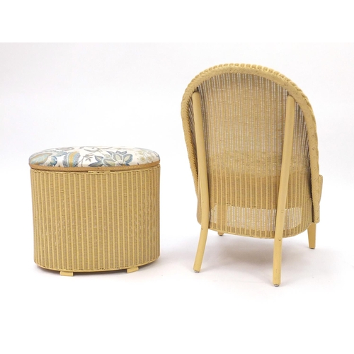 53 - Lloyd Loom tub chair and laundry basket
