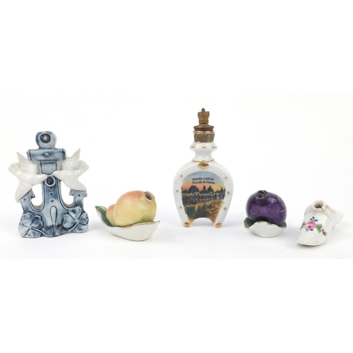 2230 - Five 19th century and later porcelain scent bottles
