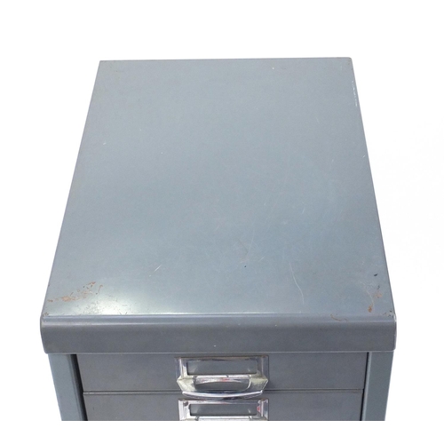 31 - Vintage metal eleven drawer filing cabinet, 101cm H x 28cm W x 40cm D