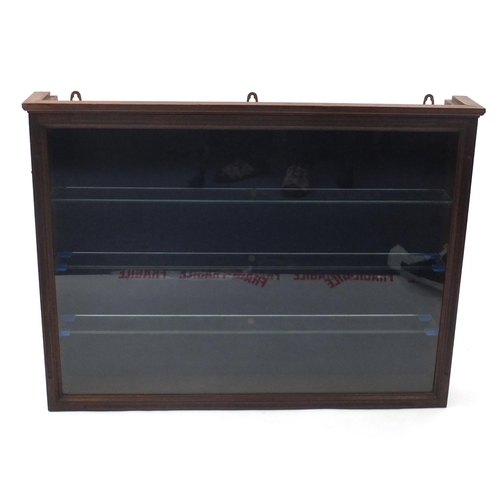 32 - Mahogany display cabinet, with glass shelves, 67cm H x 84cm W x 13cm D