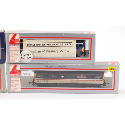 526 - Four Lima OO gauge locomotives with boxes, Ashford 150, Watercress Line 73005, City of Portsmouth 73... 