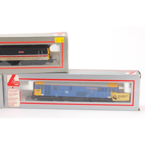 524 - Three Lima OO gauge locomotives with boxes, The Bluebell Railway 73004, Airtour Suisse Gatwick Expre... 