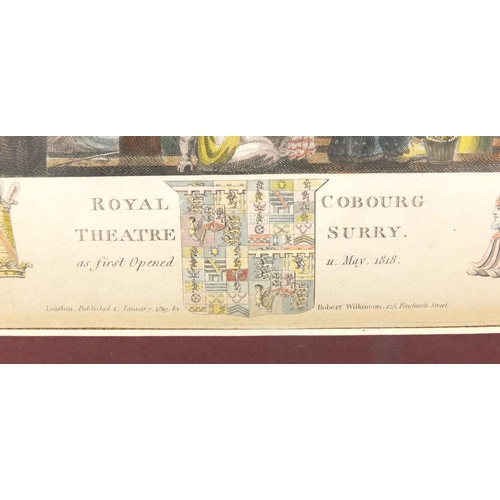 1514 - Two 19th century engravings comprising one of The Royal Theatre Cobourg, published 1819 by Robert Wi... 