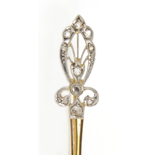 1072 - 18ct gold diamond bar brooch, 7.3cm in length, approximate weight 4.2g