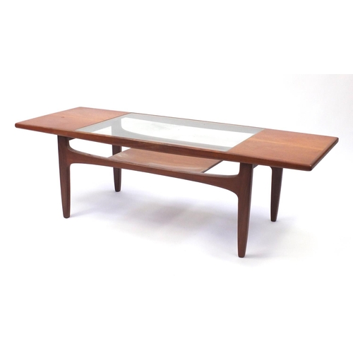 47 - G Plan teak coffee table, with glass insert, 42cm H x 137cm W x 51cm D