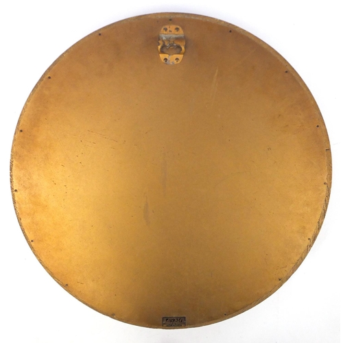 22 - Circular gilt framed convex mirror, Atsonea label the the back, 46cm in diameter