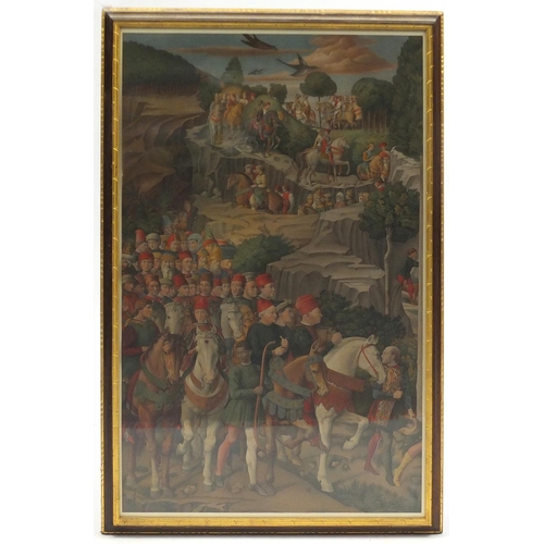 35 - After Benozzo Gozzoli - The Procession of the Three Kings print in colour, mounted and framed, 76cm ... 