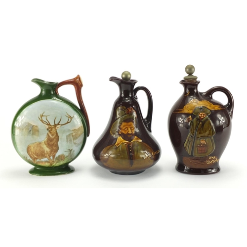 972 - Three Royal Doulton Dewar's Whisky decanters, two Kingsware examples, Ben Jonson and The Watchman, t... 