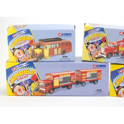 2107 - Corgi Classics die cast Chipperfield's Circus vehicles including AEC cage truck and trailer, all box... 