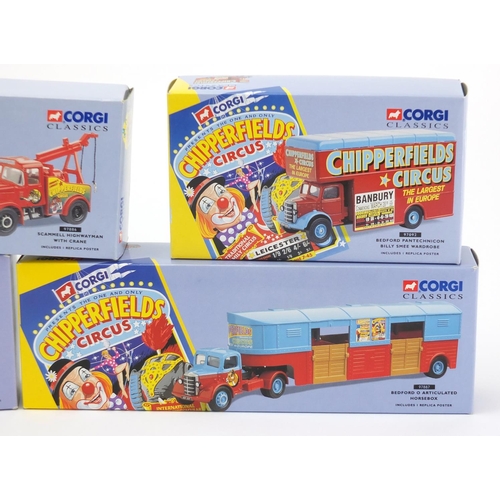 2107 - Corgi Classics die cast Chipperfield's Circus vehicles including AEC cage truck and trailer, all box... 