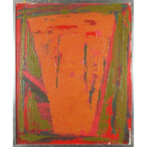 2116 - Abstract composition, oil on canvas, bearing an indistinct signature, framed, 59cm x 49cm