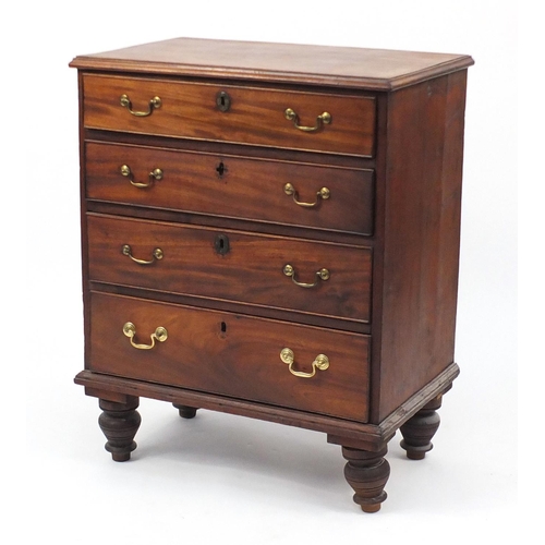 24 - Antique mahogany four drawer chest, with brass handles, 89cm H x 70cm W x 44cm D
