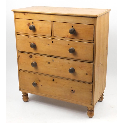 10 - Victorian pine five drawer chest, 110cm H x 94cm W x 48cm D
