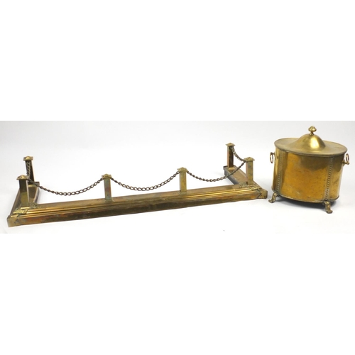 26 - Victorian brass fender and coal box